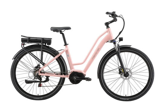 Maxtron Urban 8 elektrische fiets in roze, studiofoto
