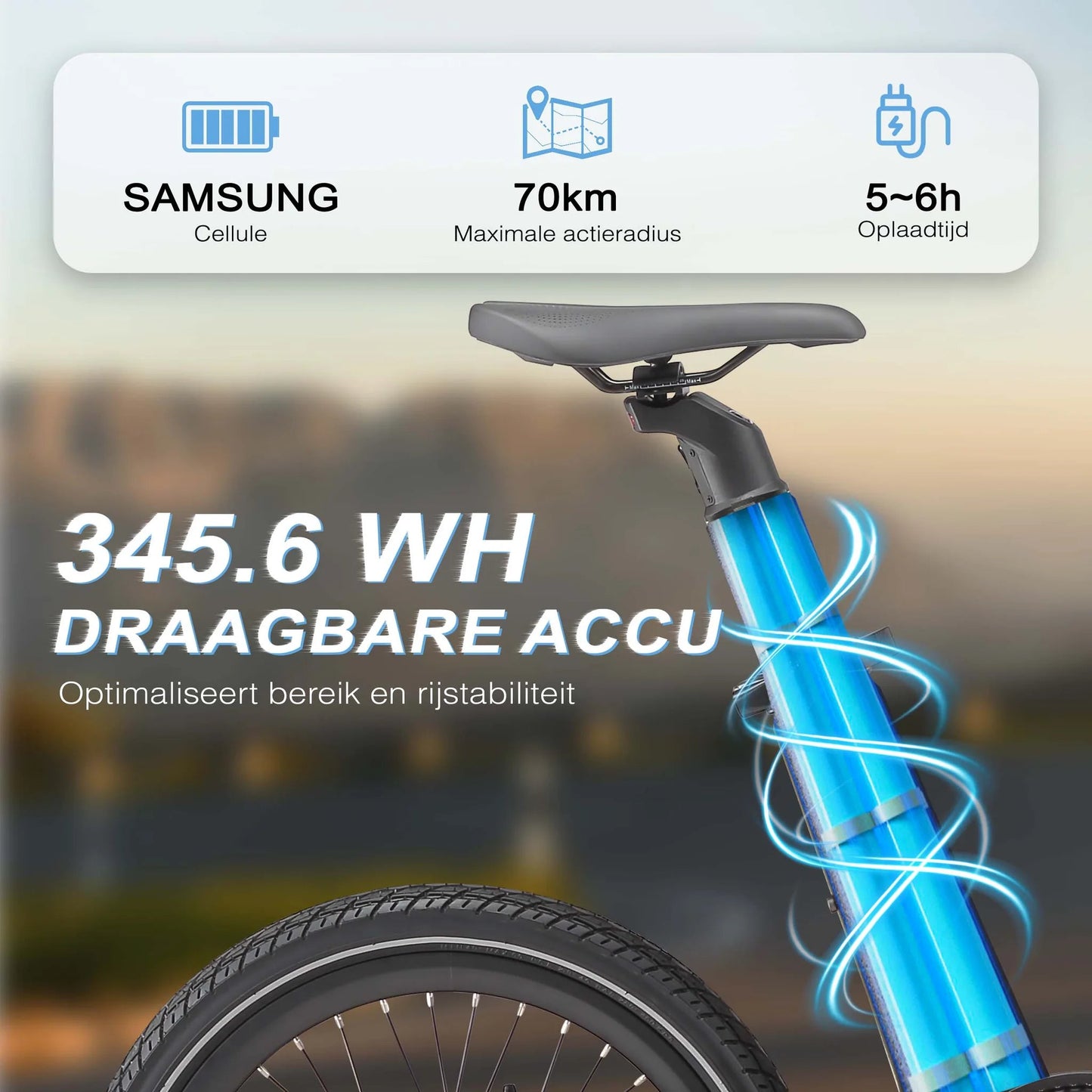 Uitneembare 36V 9.6Ah accu van de Maxtron Smart 30 e-bike