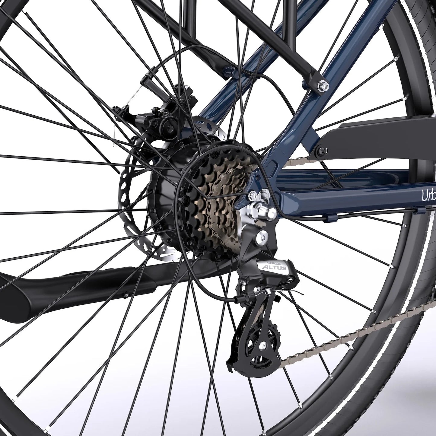 Shimano 7-speed versnellingen van de Maxtron Urban 7 elektrische stadsfiets