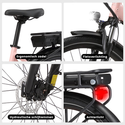 Details van de Maxtron Urban 8 e-bike met lage instap