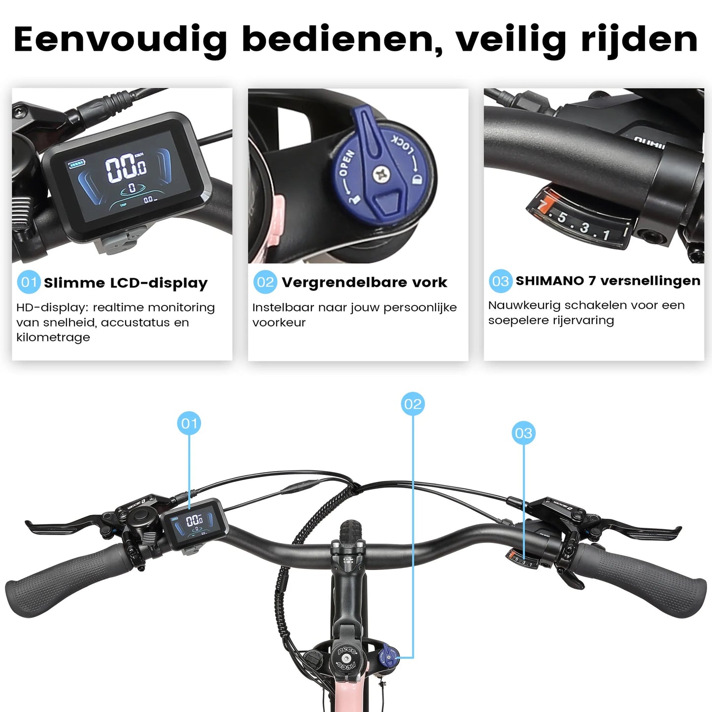 Display van de Maxtron Urban 8 elektrische fiets