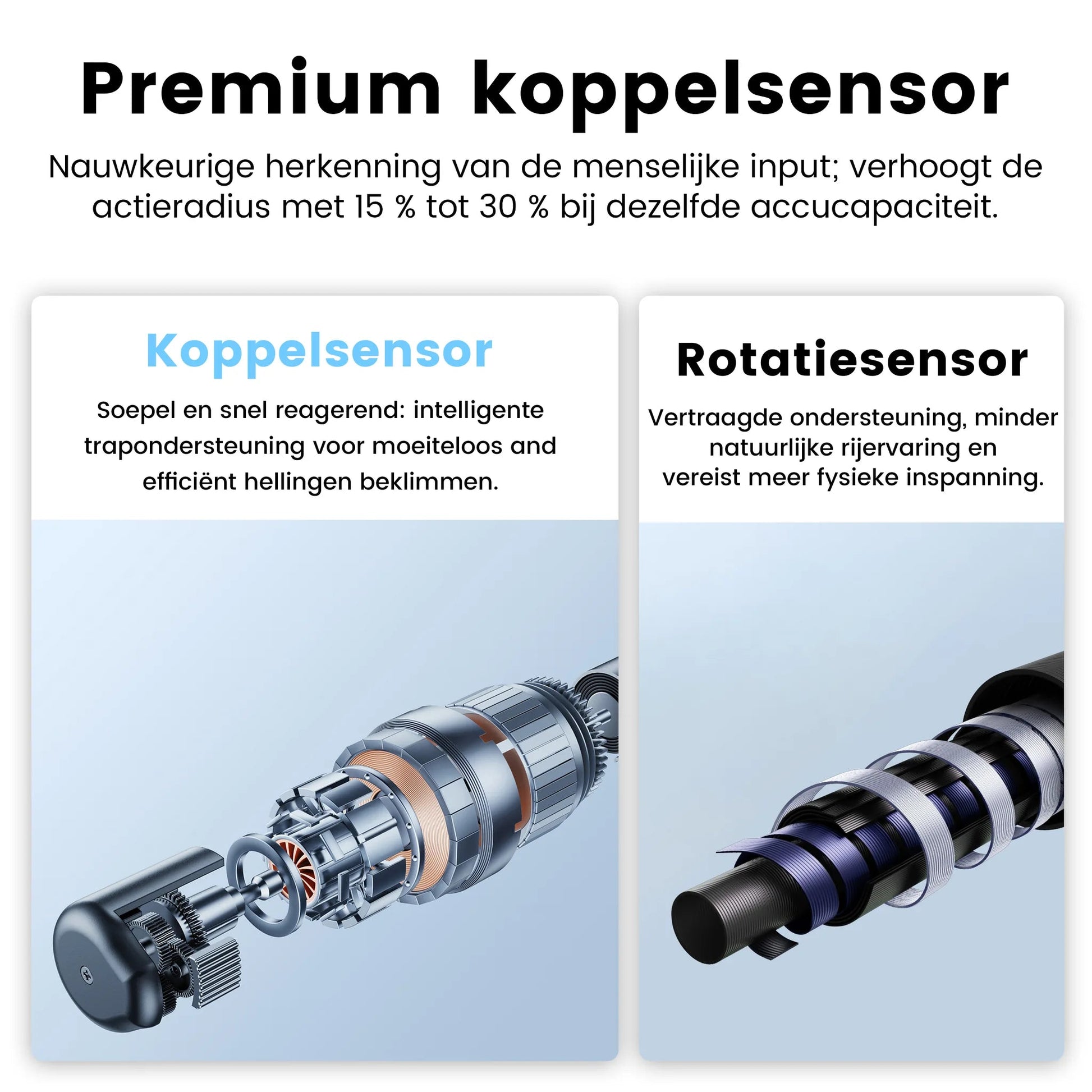Koppelsensor voor natuurlijke trapondersteuning op de Maxtron Urban 8